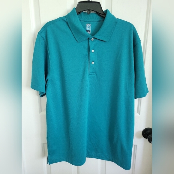 PGA Tour Men's Teal Blue Golf Polo Size Large - Picture 1 of 6